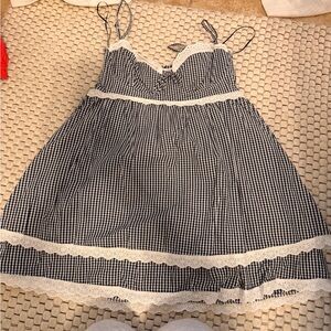 Triple threads navy gingham mini dress